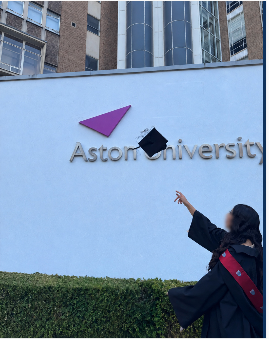 Alaynah celebrating her graduation at Aston University